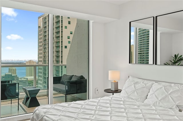 bedroom with a water view