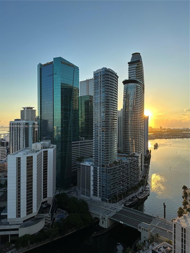 property's view of city with a water view