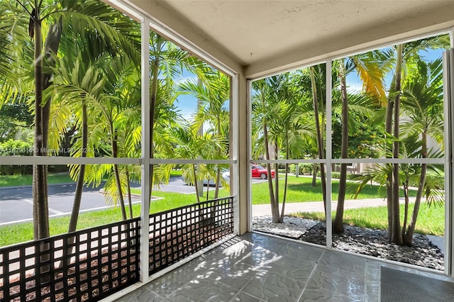 view of unfurnished sunroom