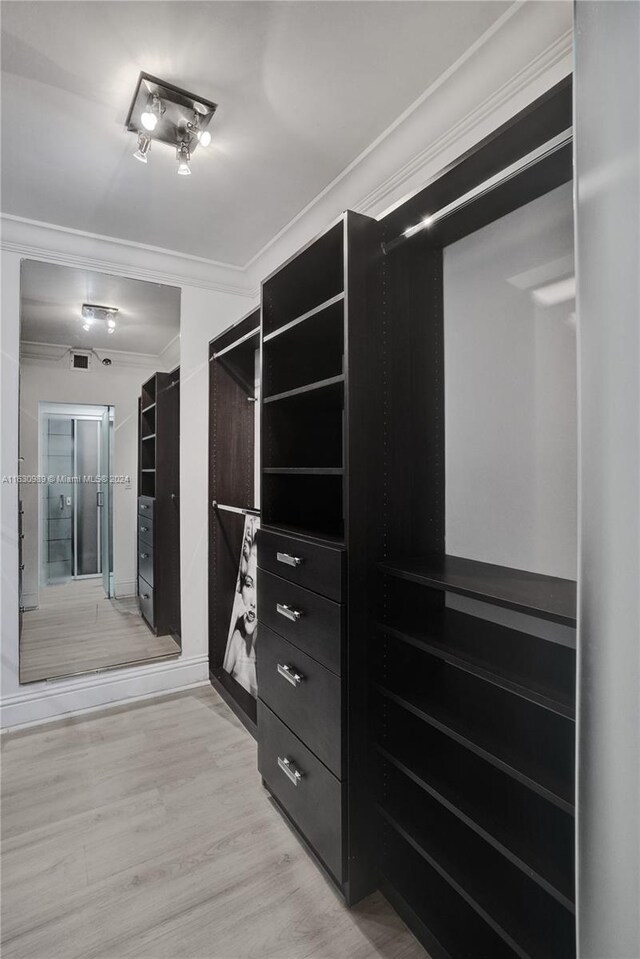 walk in closet featuring light wood-type flooring