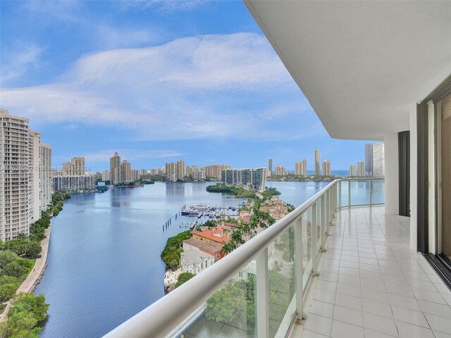 balcony with a water view