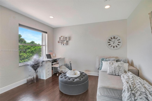 interior space with dark hardwood / wood-style floors