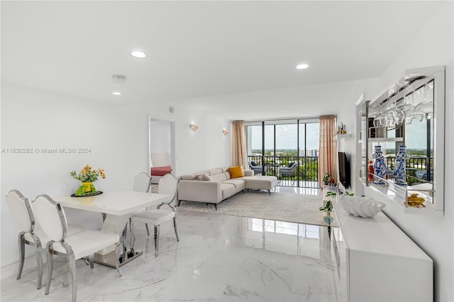 view of tiled dining room