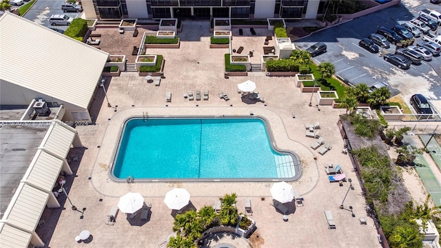 view of swimming pool with a patio