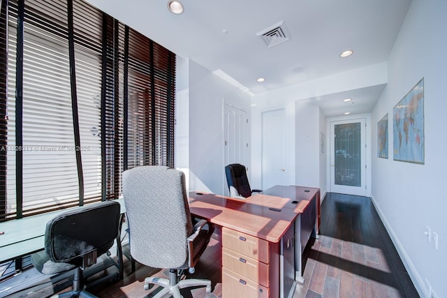 office featuring dark hardwood / wood-style flooring