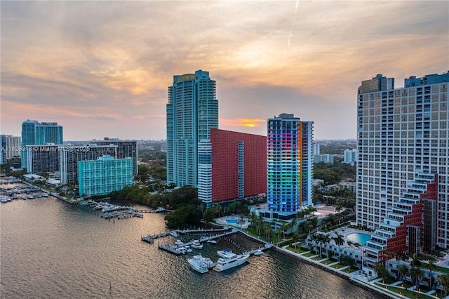 view of city featuring a water view