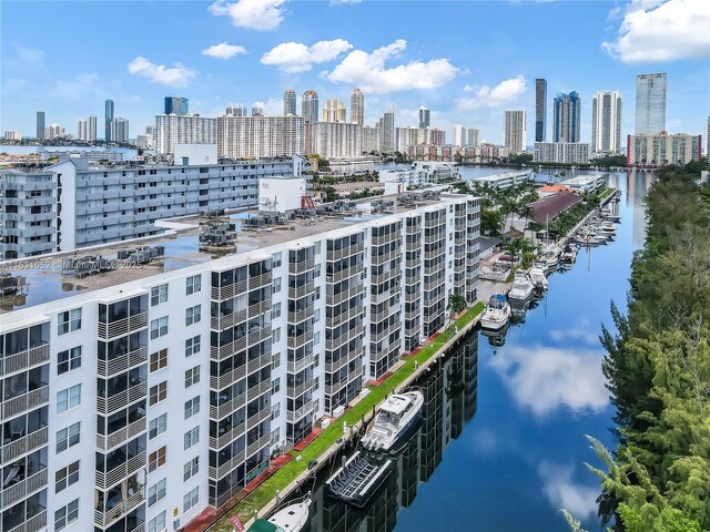 exterior space with a water view