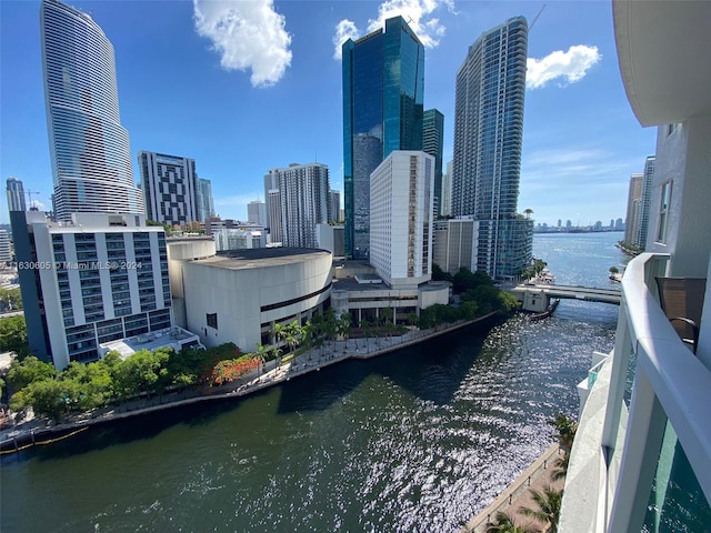 property's view of city with a water view