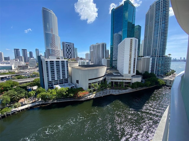 view of city with a water view