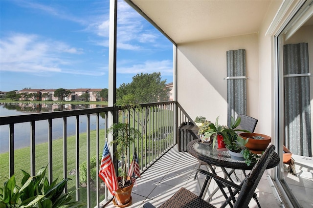 balcony with a water view