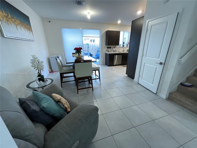 view of tiled living room