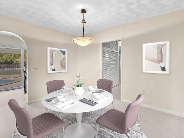 view of tiled dining area