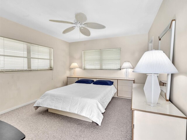 bedroom featuring carpet and ceiling fan