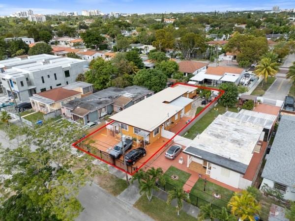 2901 SW 21st St, Miami, FL 33145 - aerial view of property and surrounding area featuring property parcel outlined