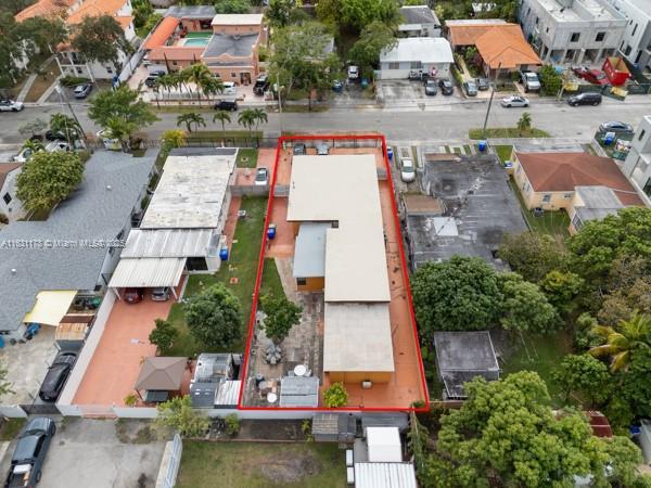 2901 SW 21st St, Miami, FL 33145 - aerial perspective of suburban area featuring property parcel outlined