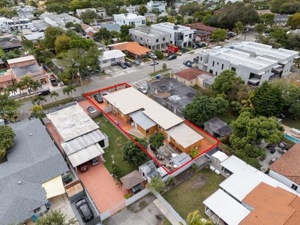 2901 SW 21st St, Miami, FL 33145 - aerial perspective of suburban area with property parcel outlined