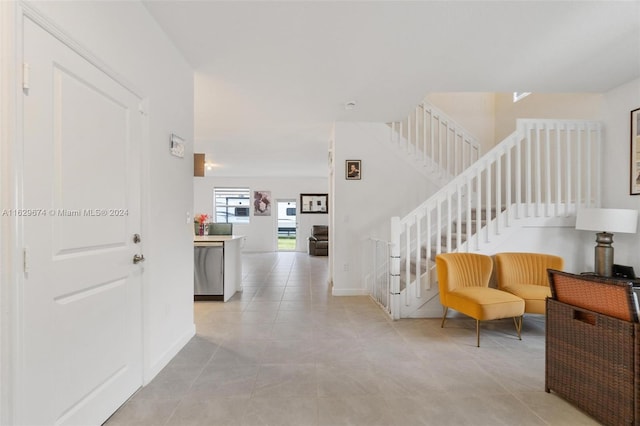 interior space with light tile patterned floors