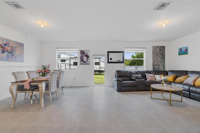 view of tiled living room