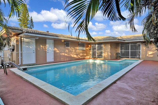 view of swimming pool featuring a patio