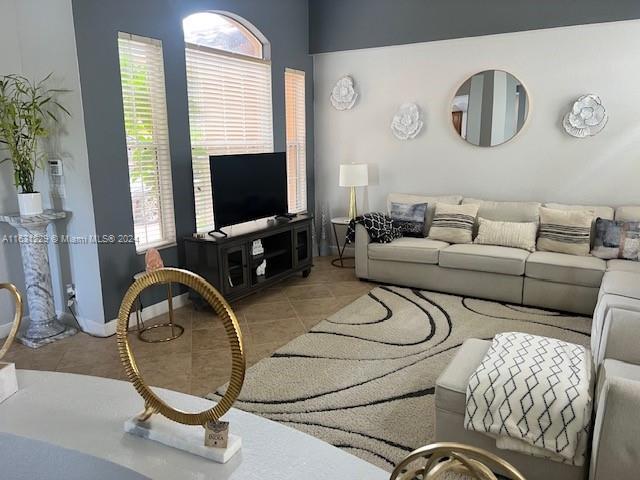 view of tiled living room