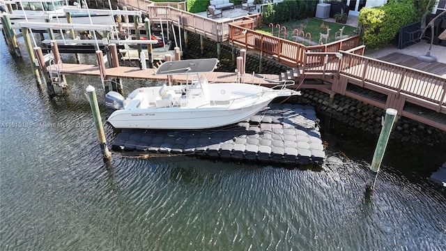 view of dock featuring a water view