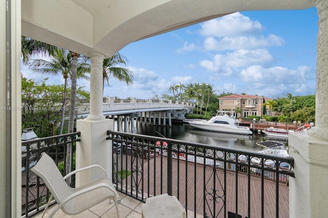 balcony with a water view