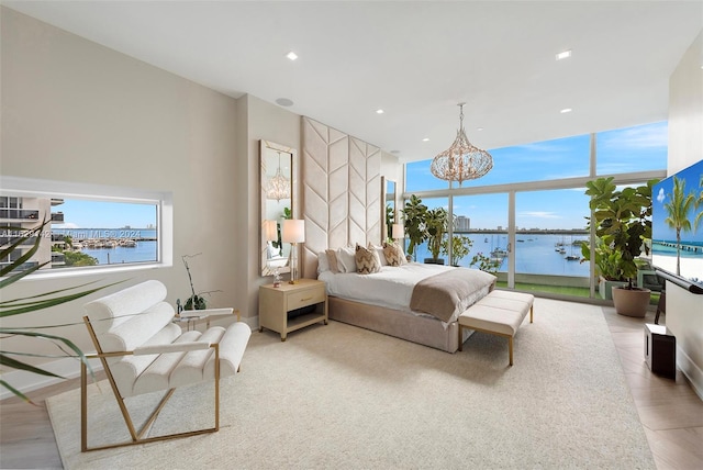 bedroom featuring a chandelier