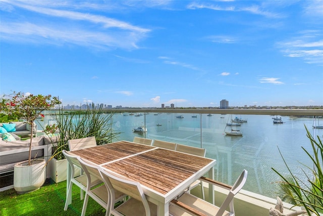 dock area featuring a water view