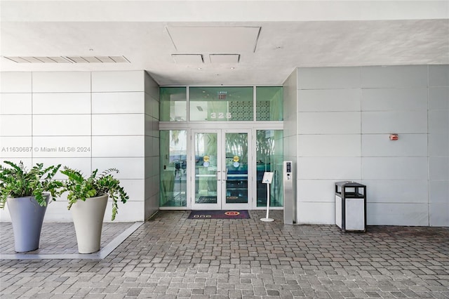 doorway to property featuring french doors