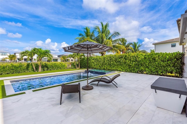 view of pool featuring a patio area