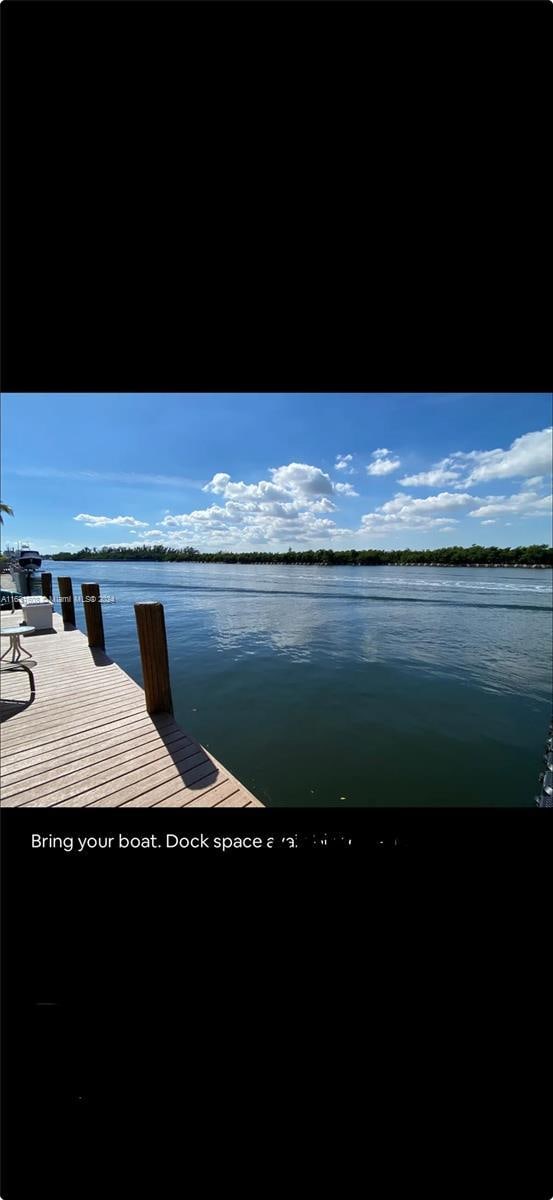 view of dock featuring a water view