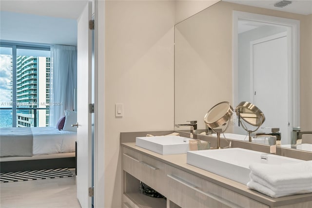 bathroom with dual bowl vanity