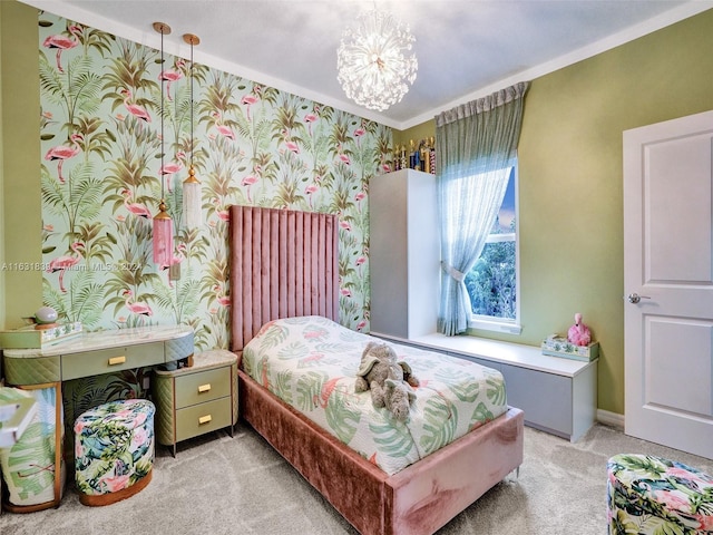 4414 Ficus St, Hollywood, FL 33021 - bedroom featuring light carpet and a notable chandelier
