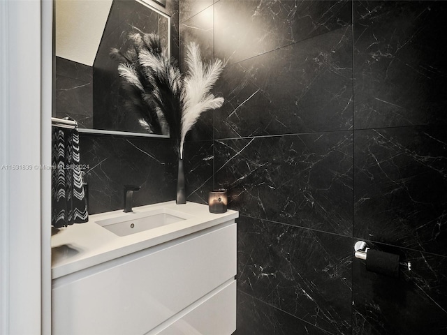 4414 Ficus St, Hollywood, FL 33021 - bathroom with tile walls and vanity