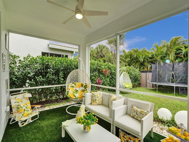 4414 Ficus St, Hollywood, FL 33021 - sunroom with an outdoor hangout area and ceiling fan