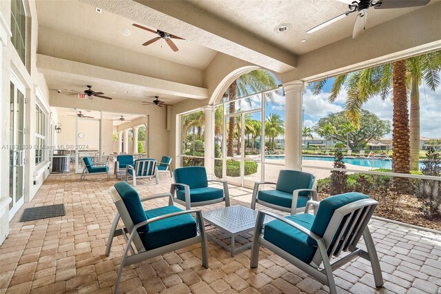 4414 Ficus St, Hollywood, FL 33021 - sunroom / solarium featuring outdoor lounge area and a ceiling fan