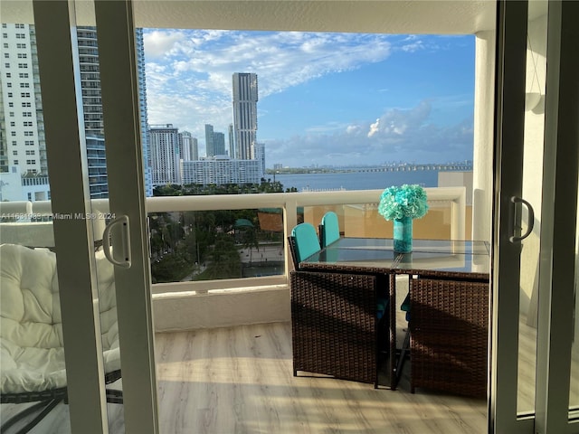 balcony with a water view