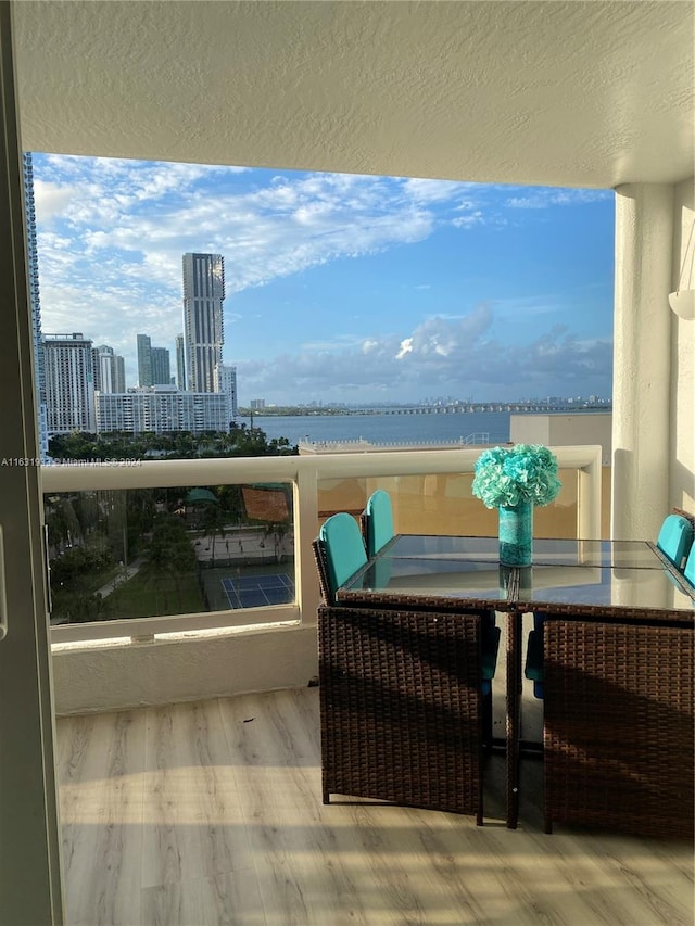 balcony with a water view