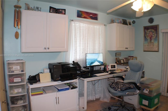 home office featuring ceiling fan