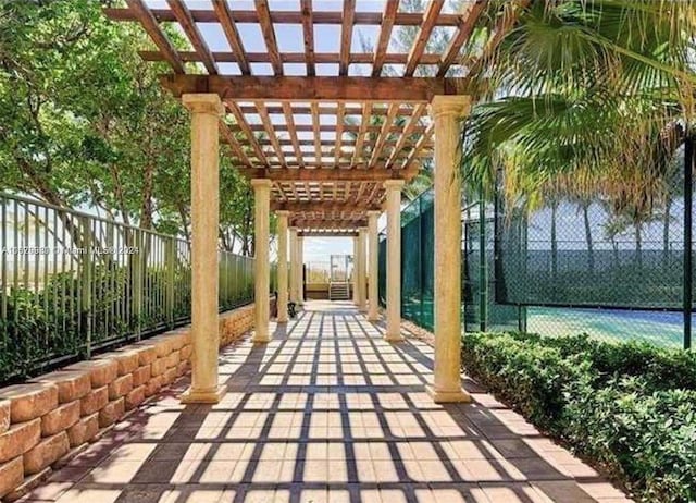 view of patio / terrace featuring a pergola