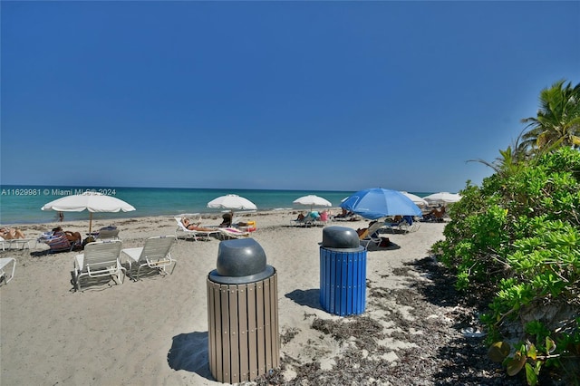 view of water feature featuring a view of the beach