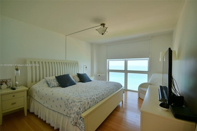 bedroom with light hardwood / wood-style floors