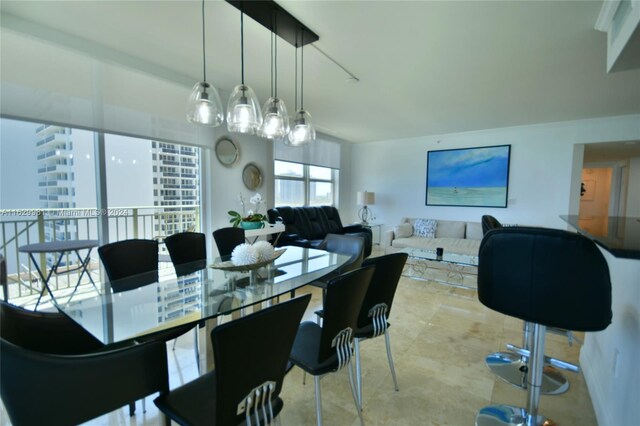 view of tiled dining space