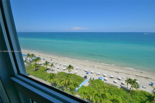 view of water feature featuring a view of the beach