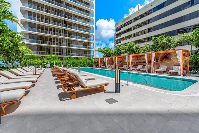 view of pool featuring a patio