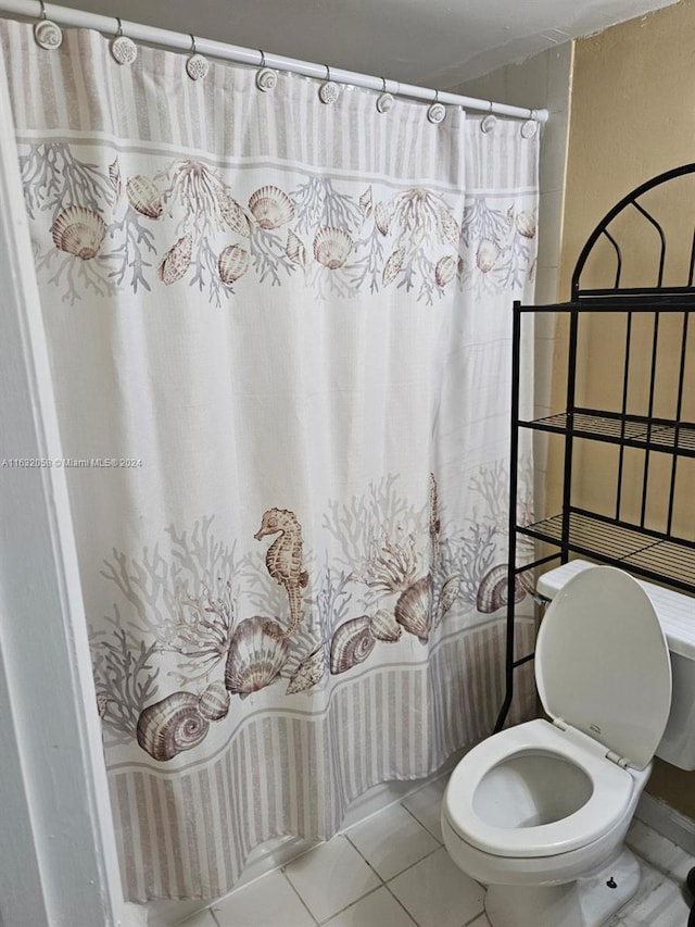 bathroom with tile patterned floors and toilet