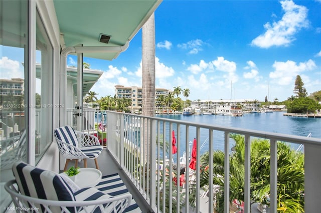 balcony with a water view