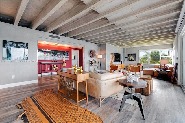 living room featuring hardwood / wood-style flooring