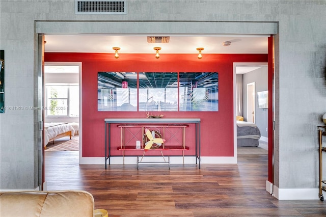 interior space featuring dark wood-type flooring