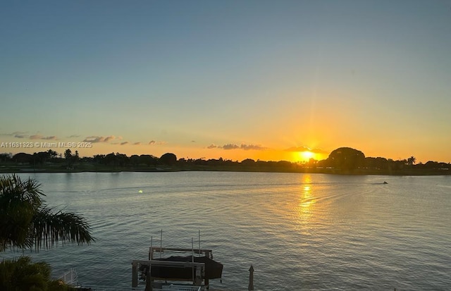 view of water feature featuring a dock